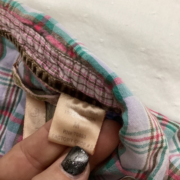 Andaze Co. Womens Western Plaid Shirt Embroidered Floral Accents Medium - Picture 3 of 7